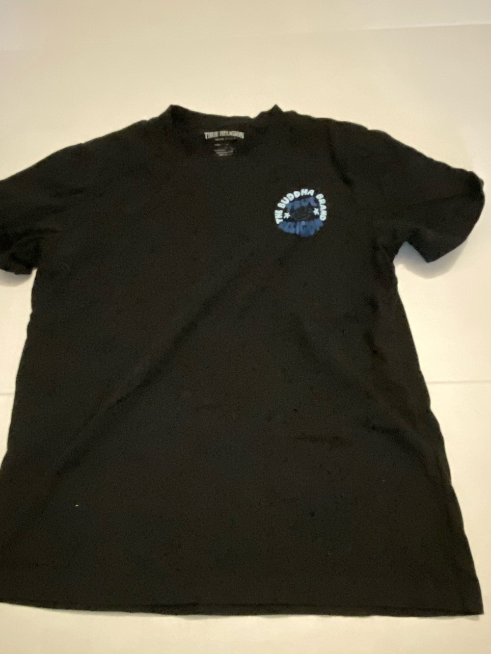 True Religion Black Graphic Crewneck T-Shirt Buddha Size Small Men’s